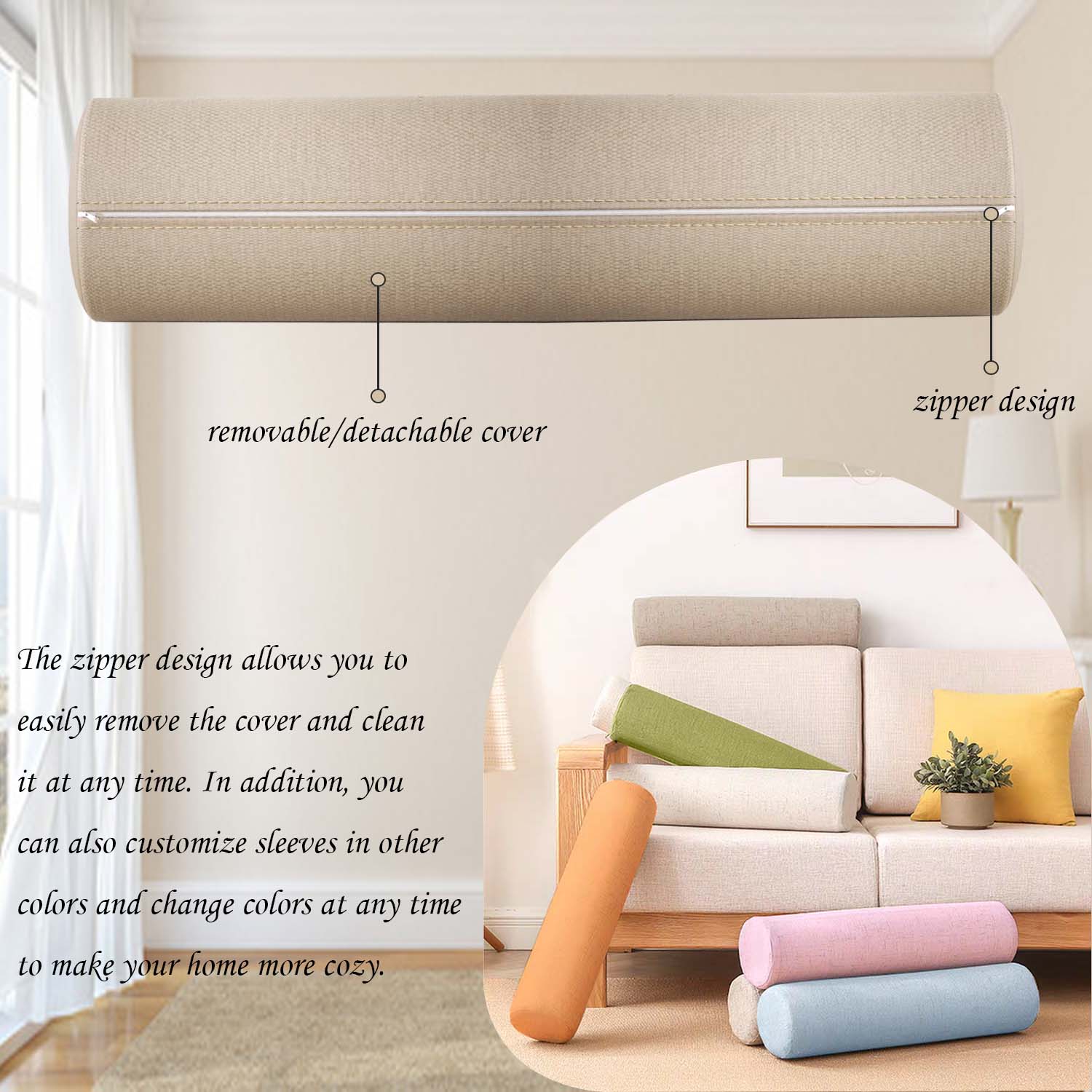 Travesseiro de rolo de espuma  - Bolster Cushion Round avaliação e preço