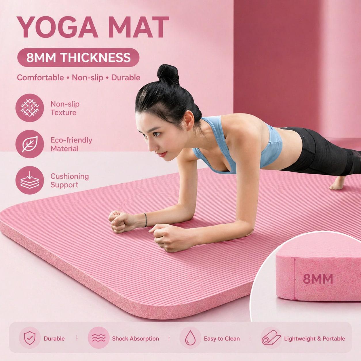 Tapete de Yoga Rosa Antiderrap - Pilates Yoga Mat avaliação e preço